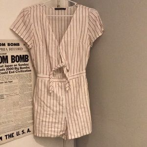 red and white striped romper great condition!